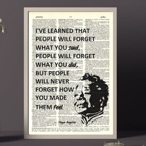 Maya Angelou Inspirational Quote DICTIONARY ART PRINT - Vintage Wall Decor Art